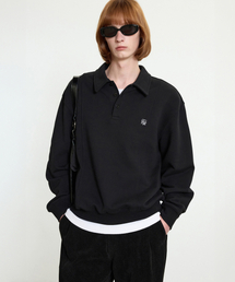 TNGT（ティーエヌジーティー）の「Embroidery Logo Polo Sweatshirt (Black) TNTS5F103BK（スウェット）」