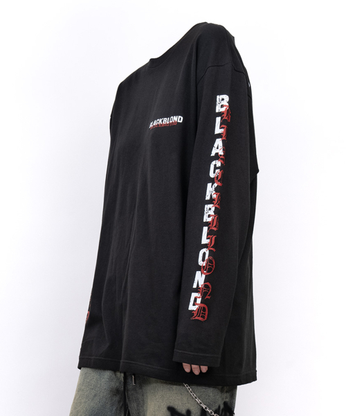 BLACK BLOND(ブラック ブロンド)の「ビビディオーバーラップロゴ長袖Tシャツ(ブラック)(Tシャツ/カットソー・レディース・その他・SMALL/MEDIUM/LARGE/X-LARGE/XX-LARGE/XXX-LARGE)」の1枚目の写真