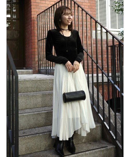 ベロアシフォンドッキングワンピース（ワンピース）｜anuans（ア