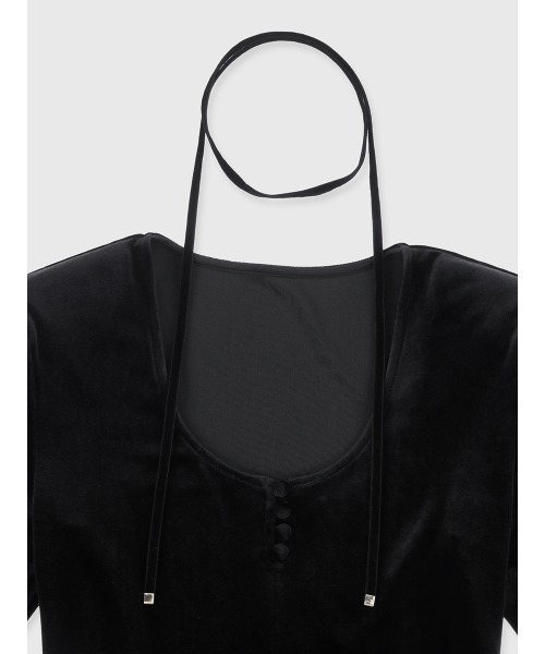 アニュアンス　ベロアシフォンドッキングワンピース　BROWN サイズ1 アニュアンス anuans ベロアシフォンドッキングワンピース （BROWN