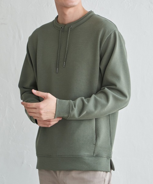ikka(イッカ)の「GOKU楽リップルダンボールルーイカラー(Tシャツ/カットソー・メンズ・ベージュ/ネイビー/カーキ/サックスブルー・M/L/XL/S)」の1枚目の写真