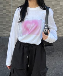 ハートデザインプリントロンT/長袖Tシャツ