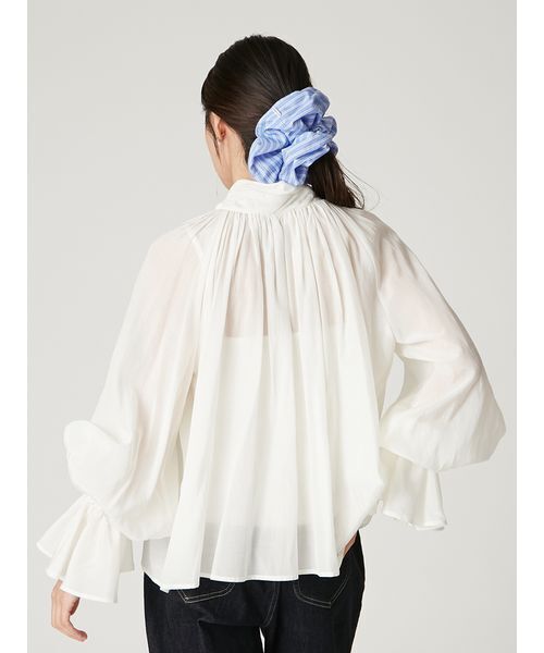 FRAY I.D（フレイアイディー）の「2wayシアーボウタイブラウス／ウォッシャブル（シャツ/ブラウス・レディース・ブルー/ホワイト/ピンク・F）」の5枚目の写真