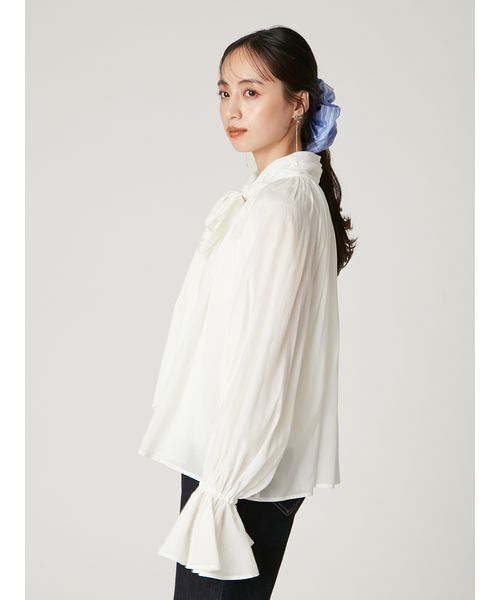 FRAY I.D（フレイアイディー）の「2wayシアーボウタイブラウス／ウォッシャブル（シャツ/ブラウス・レディース・ブルー/ホワイト/ピンク・F）」の6枚目の写真