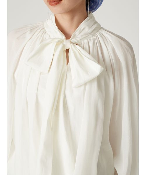 FRAY I.D（フレイアイディー）の「2wayシアーボウタイブラウス／ウォッシャブル（シャツ/ブラウス・レディース・ブルー/ホワイト/ピンク・F）」の7枚目の写真