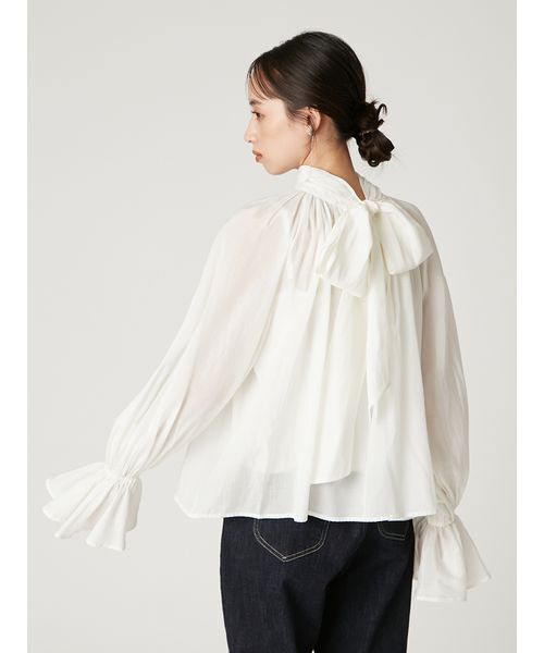 FRAY I.D（フレイアイディー）の「2wayシアーボウタイブラウス／ウォッシャブル（シャツ/ブラウス・レディース・ブルー/ホワイト/ピンク・F）」の12枚目の写真