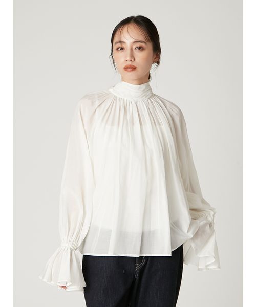 FRAY I.D（フレイアイディー）の「2wayシアーボウタイブラウス／ウォッシャブル（シャツ/ブラウス・レディース・ブルー/ホワイト/ピンク・F）」の14枚目の写真