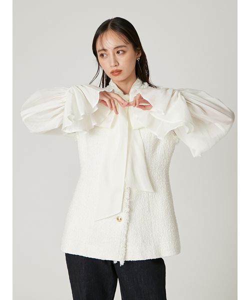 FRAY I.D（フレイアイディー）の「2wayシアーボウタイブラウス／ウォッシャブル（シャツ/ブラウス・レディース・ブルー/ホワイト/ピンク・F）」の15枚目の写真