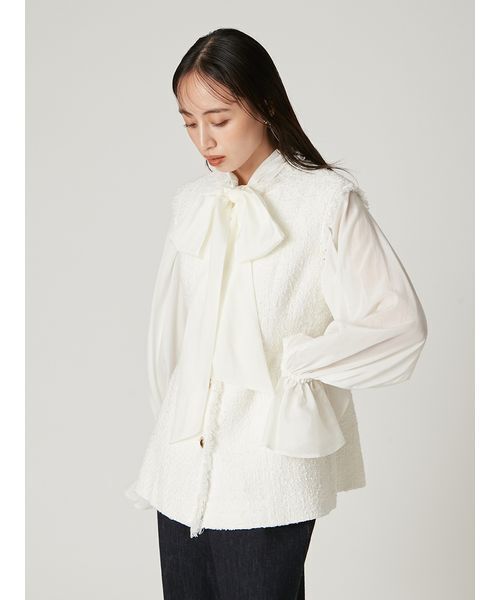 FRAY I.D（フレイアイディー）の「2wayシアーボウタイブラウス／ウォッシャブル（シャツ/ブラウス・レディース・ブルー/ホワイト/ピンク・F）」の16枚目の写真