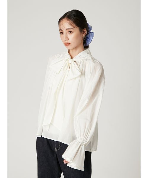 FRAY I.D（フレイアイディー）の「2wayシアーボウタイブラウス／ウォッシャブル（シャツ/ブラウス・レディース・ブルー/ホワイト/ピンク・F）」の17枚目の写真