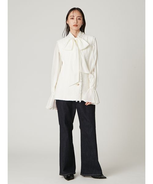 FRAY I.D（フレイアイディー）の「2wayシアーボウタイブラウス／ウォッシャブル（シャツ/ブラウス・レディース・ブルー/ホワイト/ピンク・F）」の19枚目の写真