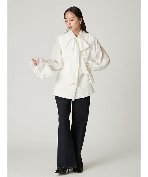 FRAY I.D（フレイアイディー）の「2wayシアーボウタイブラウス／ウォッシャブル（シャツ/ブラウス・レディース・ブルー/ホワイト/ピンク・F）」の22枚目の写真