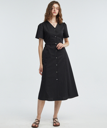 manavis7（マナビスセブン）の「V-neck shirt dress [black]（ワンピース）」