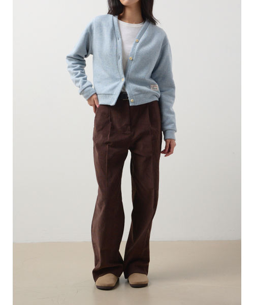 TOGE(トジ)の「Wool V-neck Cardigan(カーディガン/ボレロ・レディース・スカイブルー/アイボリー/チャコール・FREE)」の7枚目の写真