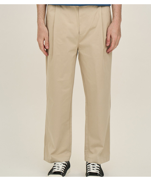 BLACKBROWN（ブラックブラウン）の「ワンタックワイドフィットバンディングコットンパンツ [L-BEIGE]（その他パンツ・メンズ・オートミール・SMALL/MEDIUM/LARGE/X-LARGE/XX-LARGE）」の4枚目の写真