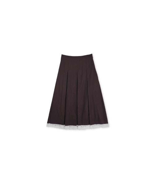 320SHOWROOM(320ショールーム)の「Inverted Pleat Lace Trim Midi Wool Skirt Brown(スカート・レディース・その他・SMALL/MEDIUM)」の4枚目の写真