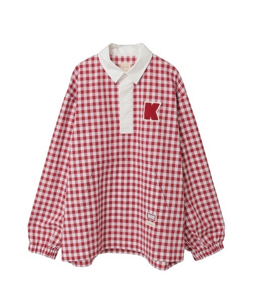KARL HELMUT(カールヘルム)の「Kロゴワッペン付きギンガムチェックブラウス(シャツ/ブラウス・メンズ・レッド/ブラック/チョコ・フリー)」の4枚目の写真