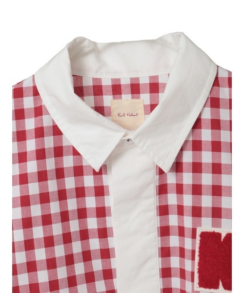 KARL HELMUT(カールヘルム)の「Kロゴワッペン付きギンガムチェックブラウス(シャツ/ブラウス・メンズ・レッド/ブラック/チョコ・フリー)」の6枚目の写真