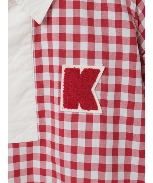 KARL HELMUT(カールヘルム)の「Kロゴワッペン付きギンガムチェックブラウス(シャツ/ブラウス・メンズ・レッド/ブラック/チョコ・フリー)」の8枚目の写真