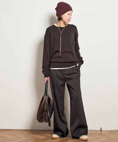 AP STUDIO（エーピーストゥディオ）の「Veneフレアパンツ（スラックス・レディース・ブラック/ブラウン・38/36/34/40）」の11枚目の写真