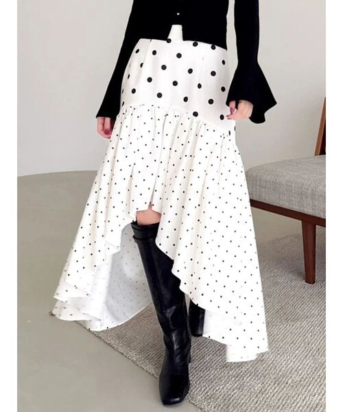 dazzlin（ダズリン）の「ドットジャカードイレヘムスカート（スカート・レディース・ブラック/アイボリー・MEDIUM/SMALL）」の15枚目の写真