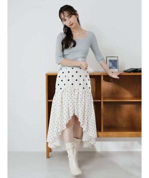 dazzlin（ダズリン）の「ドットジャカードイレヘムスカート（スカート・レディース・ブラック/アイボリー・MEDIUM/SMALL）」の16枚目の写真