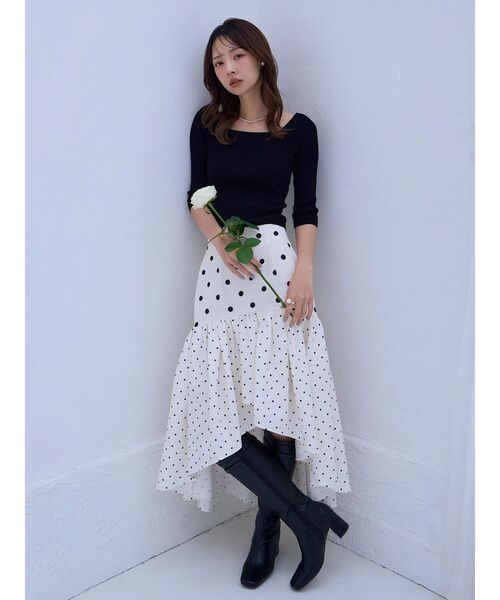 dazzlin（ダズリン）の「ドットジャカードイレヘムスカート（スカート・レディース・ブラック/アイボリー・MEDIUM/SMALL）」の18枚目の写真