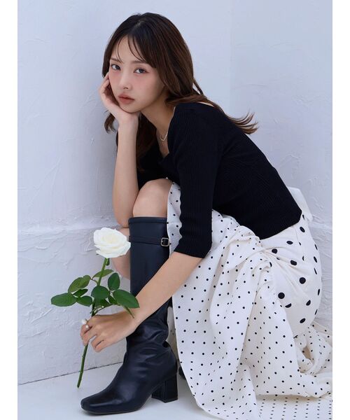 dazzlin（ダズリン）の「ドットジャカードイレヘムスカート（スカート・レディース・ブラック/アイボリー・MEDIUM/SMALL）」の19枚目の写真