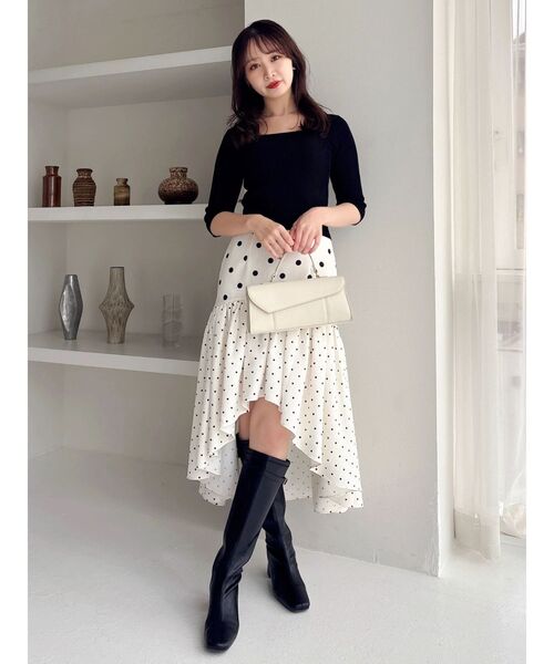 dazzlin（ダズリン）の「ドットジャカードイレヘムスカート（スカート・レディース・ブラック/アイボリー・MEDIUM/SMALL）」の21枚目の写真