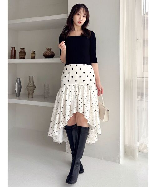 dazzlin（ダズリン）の「ドットジャカードイレヘムスカート（スカート・レディース・ブラック/アイボリー・MEDIUM/SMALL）」の22枚目の写真