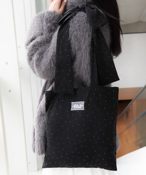 mellowneon（メロウネオン）の「マルチウェイビジューリボントートバッグ（トートバッグ・レディース・ブラック/アイボリー/ブラウン・FREE）」の12枚目の写真