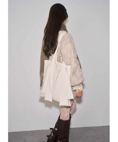 mellowneon（メロウネオン）の「マルチウェイビジューリボントートバッグ（トートバッグ・レディース・ブラック/アイボリー/ブラウン・FREE）」の9枚目の写真