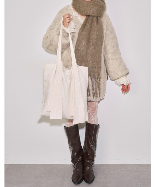 mellowneon（メロウネオン）の「マルチウェイビジューリボントートバッグ（トートバッグ・レディース・ブラック/アイボリー/ブラウン・FREE）」の11枚目の写真