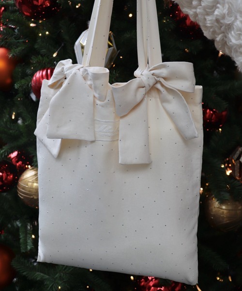 mellowneon（メロウネオン）の「マルチウェイビジューリボントートバッグ（トートバッグ・レディース・ブラック/アイボリー/ブラウン・FREE）」の7枚目の写真