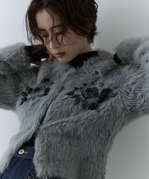 FETICO/フェティコ】《STUDIOUS別注》シャギービジューカーディガン