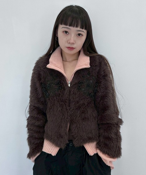 FETICO(フェティコ)の「【FETICO/フェティコ】《STUDIOUS別注》シャギービジューカーディガン(カーディガン/ボレロ・レディース・グレー/ブラウン/オフホワイト・FREE)」の16枚目の写真