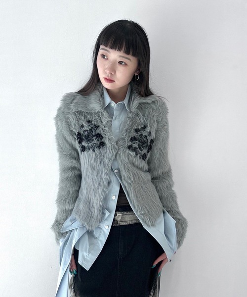 FETICO/フェティコ】《STUDIOUS別注》シャギービジューカーディガン