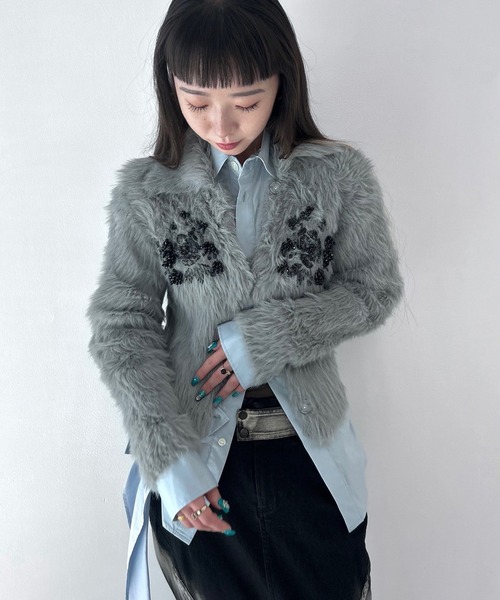 FETICO/フェティコ】《STUDIOUS別注》シャギービジューカーディガン