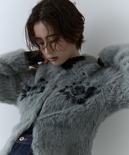 FETICO/フェティコ】《STUDIOUS別注》シャギービジューカーディガン