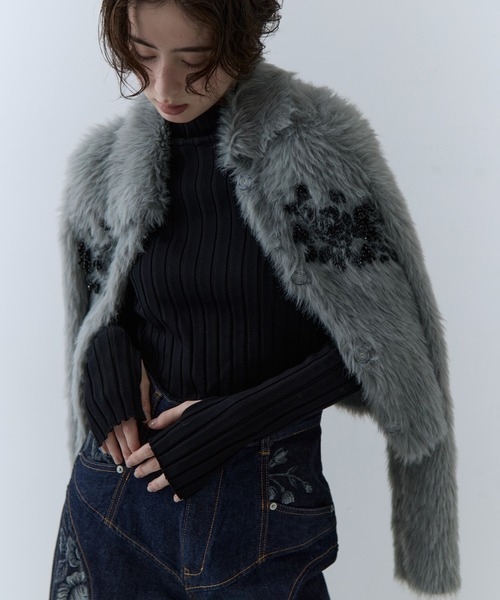 FETICO/フェティコ】《STUDIOUS別注》シャギービジューカーディガン