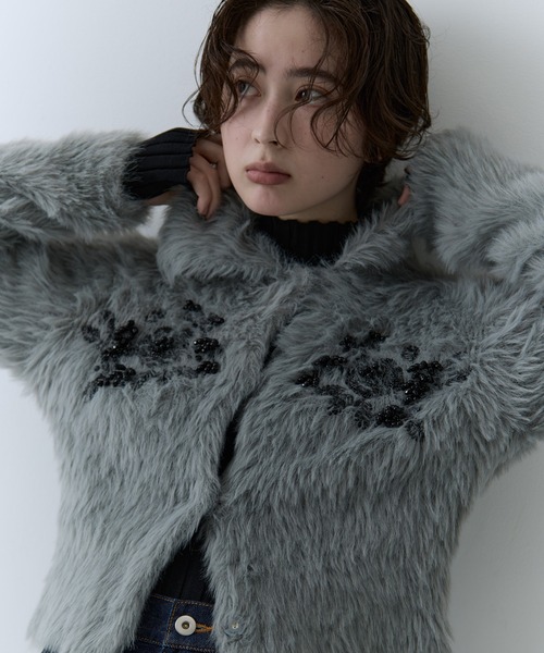 FETICO/フェティコ】《STUDIOUS別注》シャギービジューカーディガン