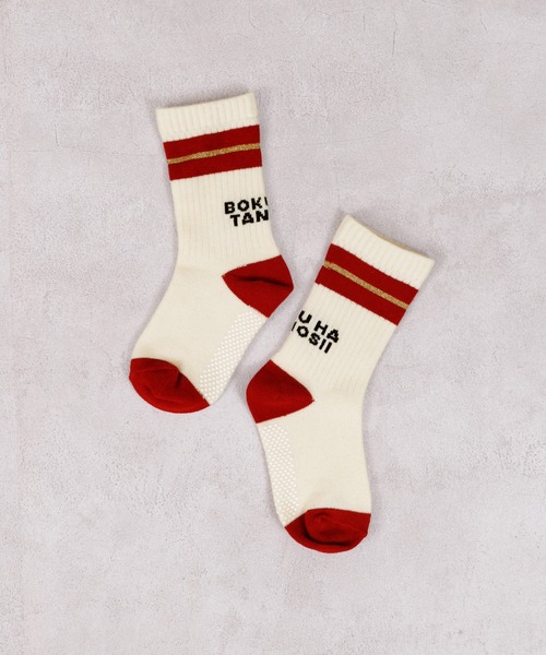 BOKU HA TANOSII（ボク　ハ　タノシイ）の「【BOKU HA TANOSII】別注ラメラインソックス/16-18cm（ソックス/靴下・キッズ・ホワイト/レッド/ブルー・16-18cm）」の2枚目の写真