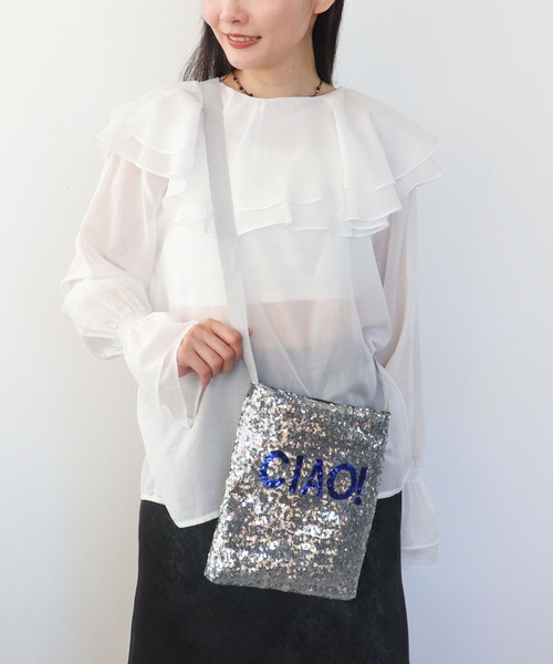 Three Four Time（ｽﾘｰﾌｫｰﾀｲﾑ）の「【Casselini】SPANGLE LOGOショルダー（ショルダーバッグ・レディース・シルバー/ブルー/グリーン/ブラック・FREE）」の13枚目の写真