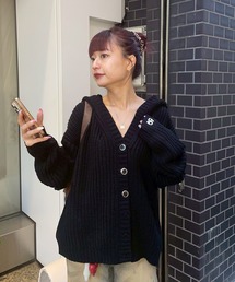 ACLENT（アクレント）の「フーデッドニットカーディガン（カーディガン/ボレロ）」