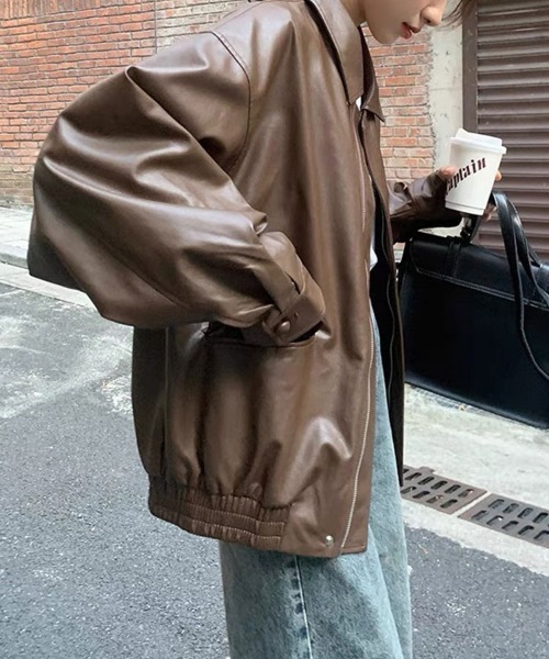 Flugge(フラッジー)の「エコレザーブルゾン(ブルゾン・レディース・ブラウン・LARGE/MEDIUM)」の2枚目の写真
