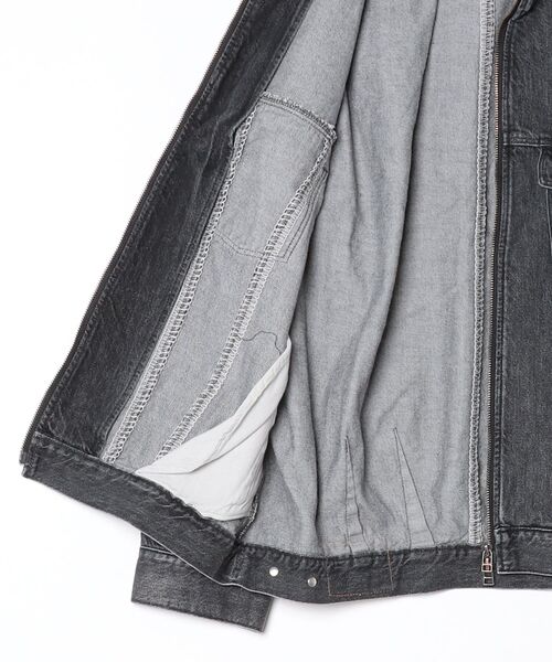 my beautiful landlet（マイビューティフルランドレット）の「【my beautiful landlet】12.5oz DENIM ZIP JACKET - Used Wash（デニムジャケット・メンズ・ブラック/ブルー・0/1）」の4枚目の写真