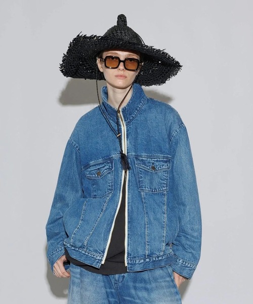 my beautiful landlet】12.5oz DENIM ZIP JACKET - Used Wash（デニム