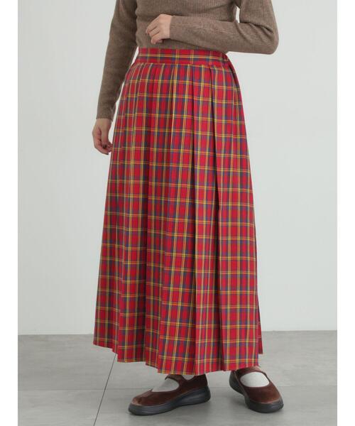 Samansa Mos2（サマンサ モスモス）の「【帯電防止裏地】柄アソートプリーツスカート（スカート・レディース・ベージュ/チャコールグレー/レッド/グリーン・F）」の11枚目の写真