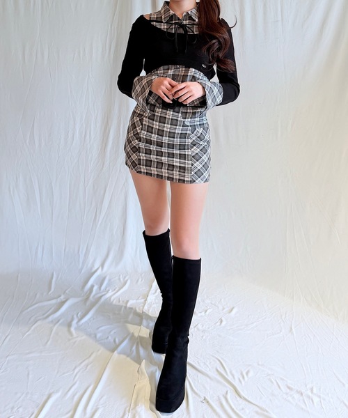 NOMAE（ノーマエ）の「【セットアップ対応】チェックミニタイトスカート（スカート・レディース・ホワイト系その他/ブラウン系その他/グレー系その他/ベージュ系その他・FREE）」の10枚目の写真