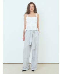 Back String Snap Pants Light Grey